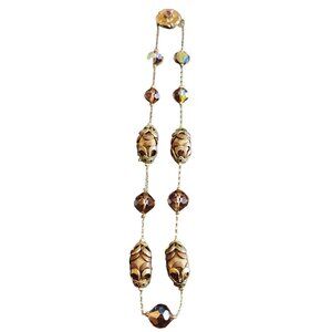 Unusual Glass & Enameled Dainty Necklace (A1779)